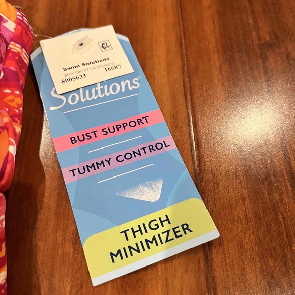 New NWT Swim Solutions Fuschia Pink Swim Dress One Piece Paisley‎ Print Sz 8 - Picture 2 of 12